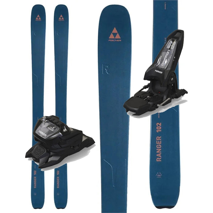 Fischer Ranger 102 FR Dark Blue/Orange Skis W/ Marker Griffon 13 ID Bindings  - 2023